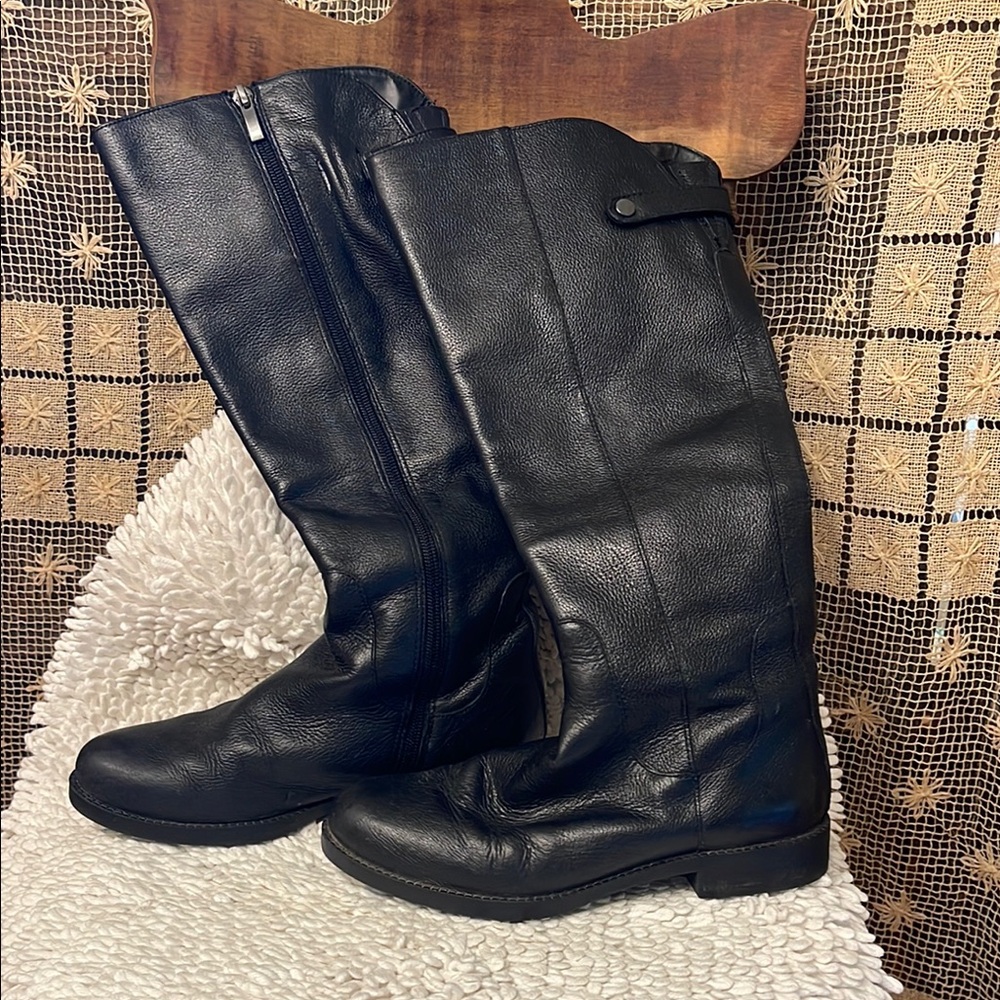 Black Leather Knee-High Boots